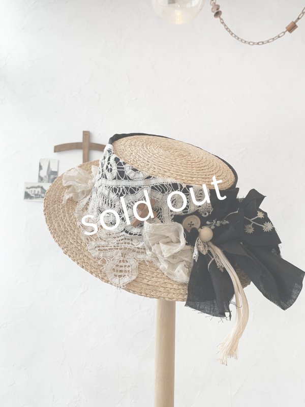 画像2: pollenbienco／アンティークレースの帽子・E (2)