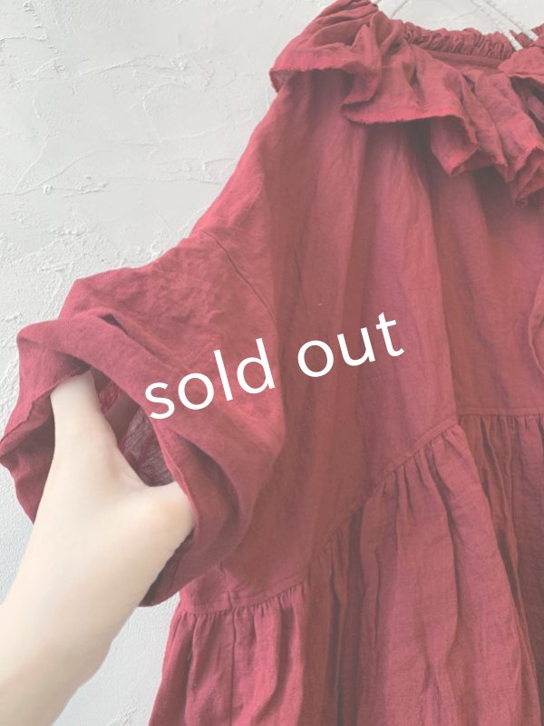 画像3: MARCHE' DE SOEUR／大きなラッフル襟プルオーバー・ファナージュダークレッド (3)