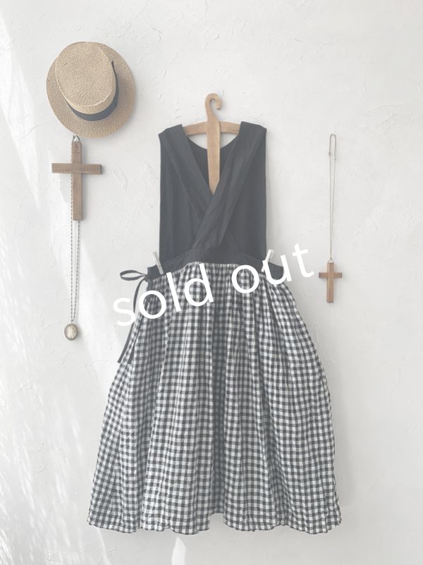 画像7: MARCHE' DE SOEUR／バッククロスワンピース・黒ギンガム (7)