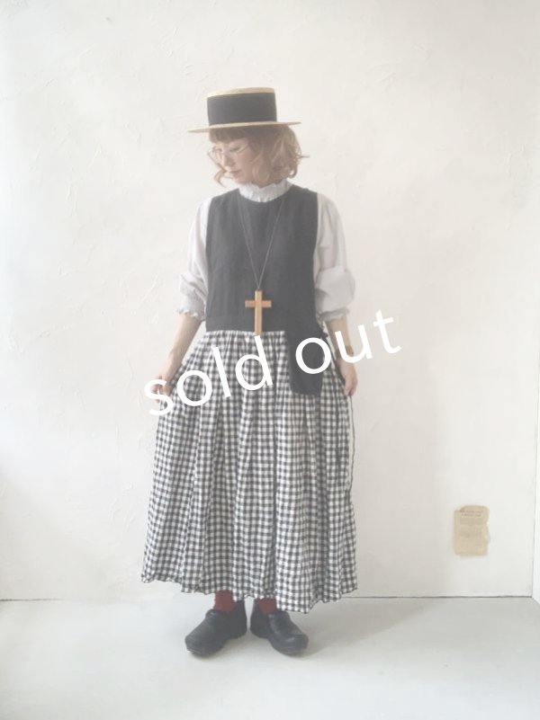 画像11: MARCHE' DE SOEUR／バッククロスワンピース・黒ギンガム (11)