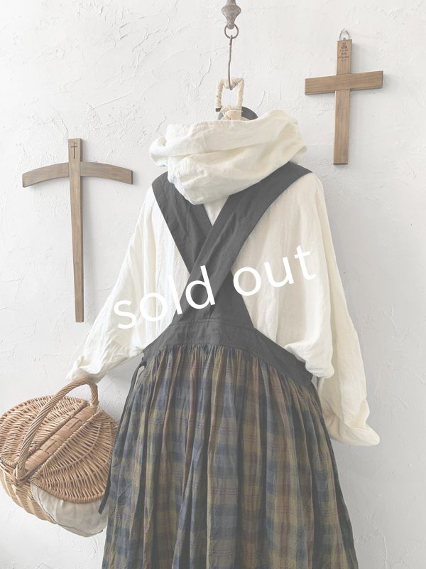 画像8: MARCHE' DE SOEUR／バッククロスワンピース・カーキチェック (8)