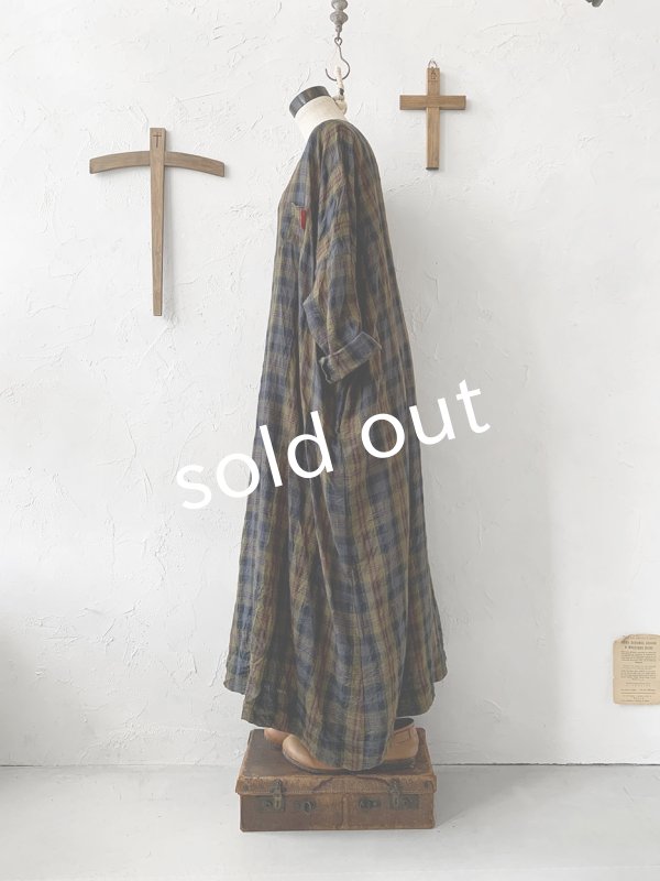 画像8: MARCHE' DE SOEUR／シンプルワンピース・カーキチェック (8)