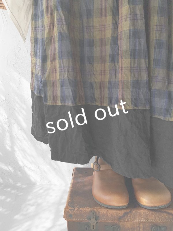 画像4: MARCHE' DE SOEUR／種蒔きポケットスカート・カーキチェック (4)