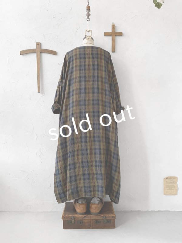 画像10: MARCHE' DE SOEUR／シンプルワンピース・カーキチェック (10)