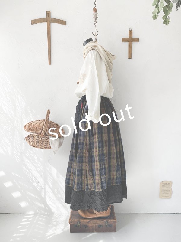 画像6: MARCHE' DE SOEUR／種蒔きポケットスカート・カーキチェック (6)