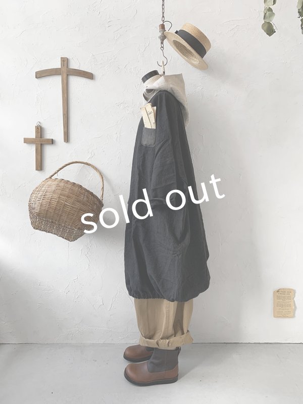 画像6: MARCHE' DE SOEUR／フードバルーンチュニック・黒×生成り (6)