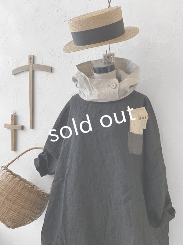 画像3: MARCHE' DE SOEUR／フードバルーンチュニック・黒×生成り (3)