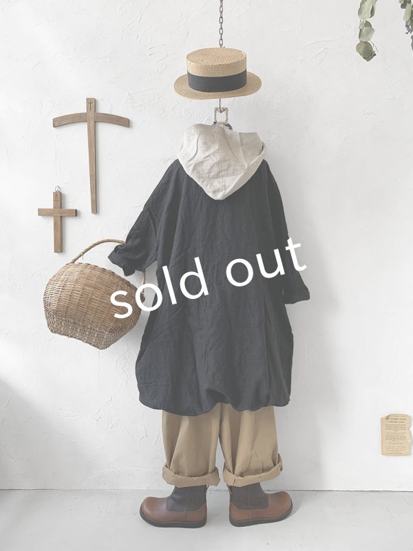 画像7: MARCHE' DE SOEUR／フードバルーンチュニック・黒×生成り (7)