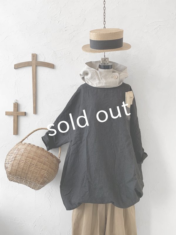 画像2: MARCHE' DE SOEUR／フードバルーンチュニック・黒×生成り (2)