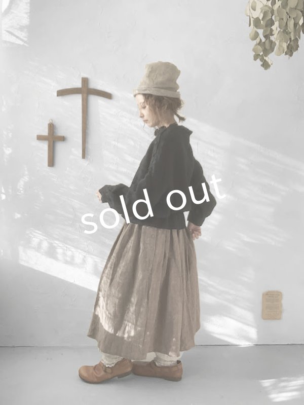 画像14: kosatofuku／肩ボタンのギャザーブラウス・黒 (14)