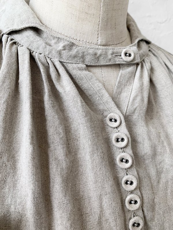 画像4: HALLELUJAH/1890's Bourgeron 羊飼いシャツワンピース・flax (4)