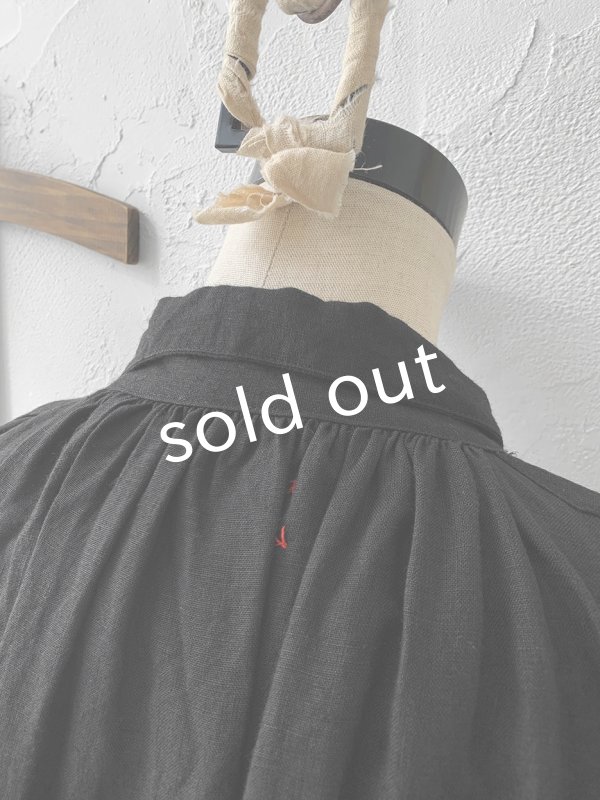 画像10: HALLELUJAH／1890's Bourgeron 羊飼いシャツワンピース・black (10)