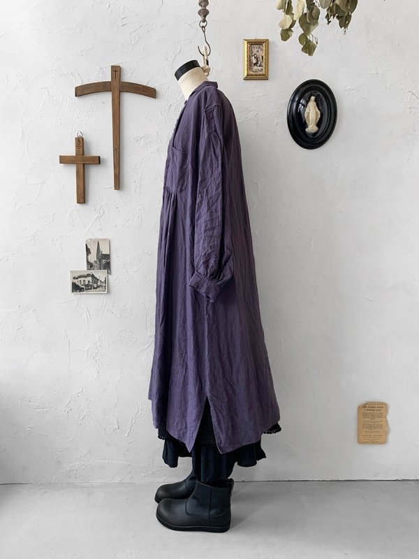 画像10: HALLELUJAH/1890's Bourgeron 羊飼いシャツワンピース・purple (10)