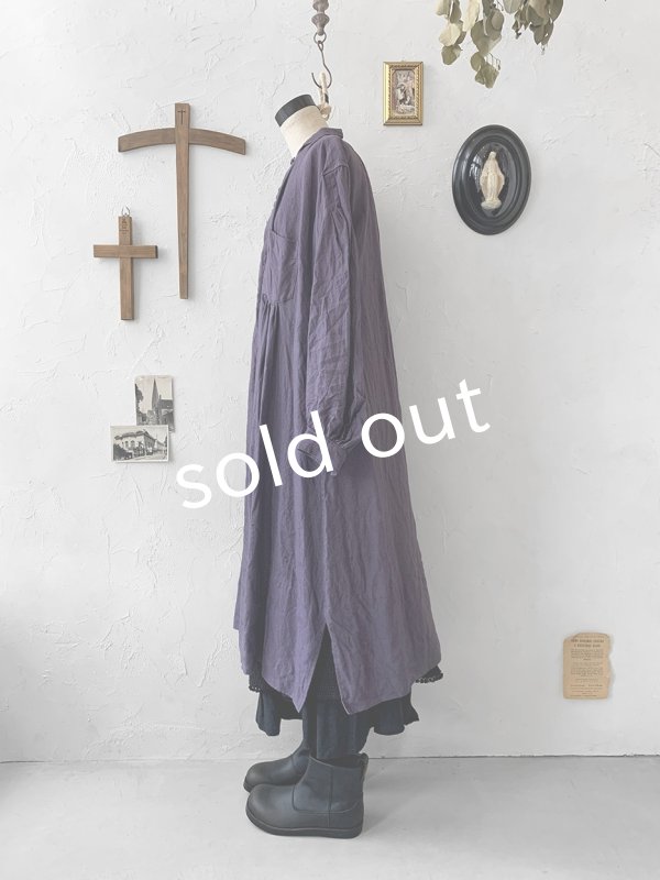画像10: HALLELUJAH／1890's Bourgeron 羊飼いシャツワンピース・purple (10)