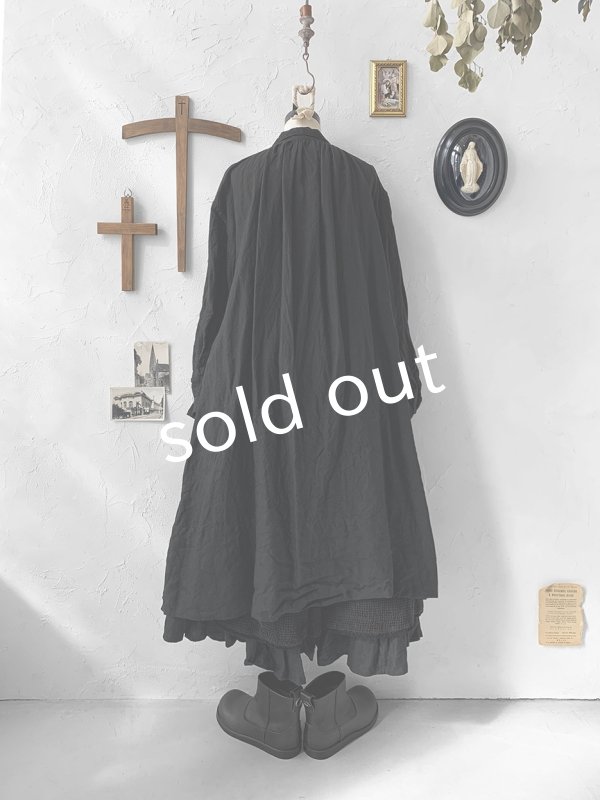 画像9: HALLELUJAH／1890's Bourgeron 羊飼いシャツワンピース・black (9)