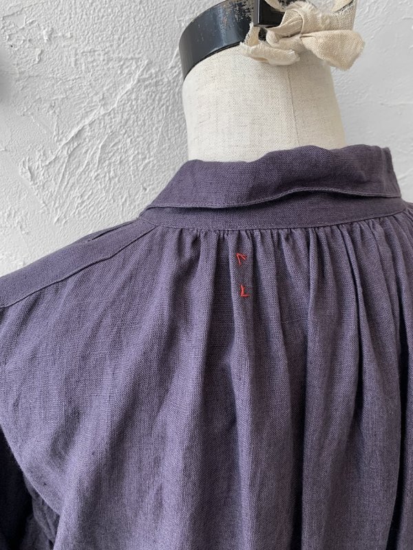 画像12: HALLELUJAH/1890's Bourgeron 羊飼いシャツワンピース・purple (12)