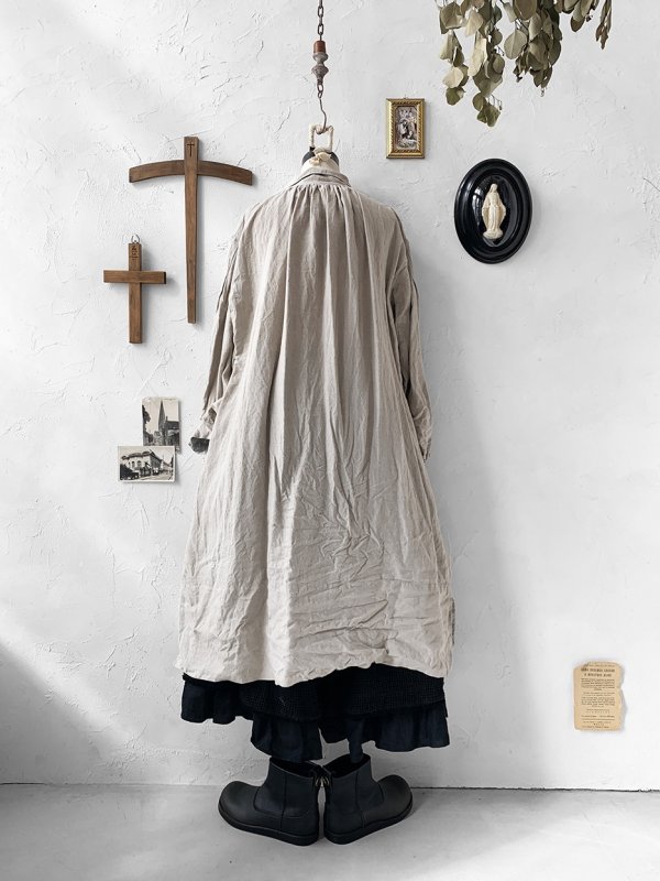 画像11: HALLELUJAH/1890's Bourgeron 羊飼いシャツワンピース・flax (11)
