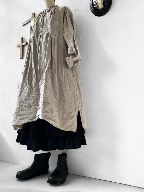 画像8: HALLELUJAH/1890's Bourgeron 羊飼いシャツワンピース・flax (8)