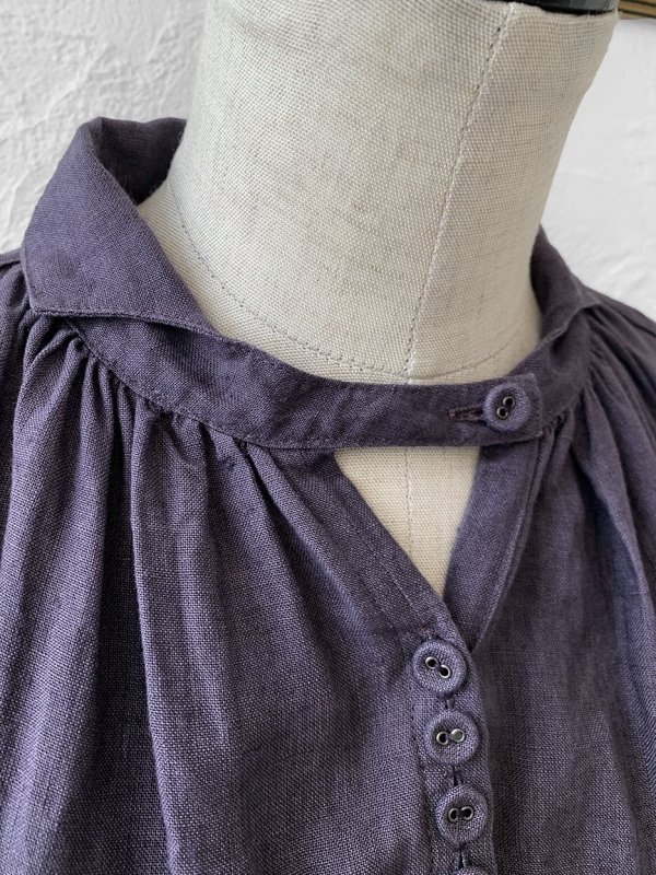 画像5: HALLELUJAH/1890's Bourgeron 羊飼いシャツワンピース・purple (5)