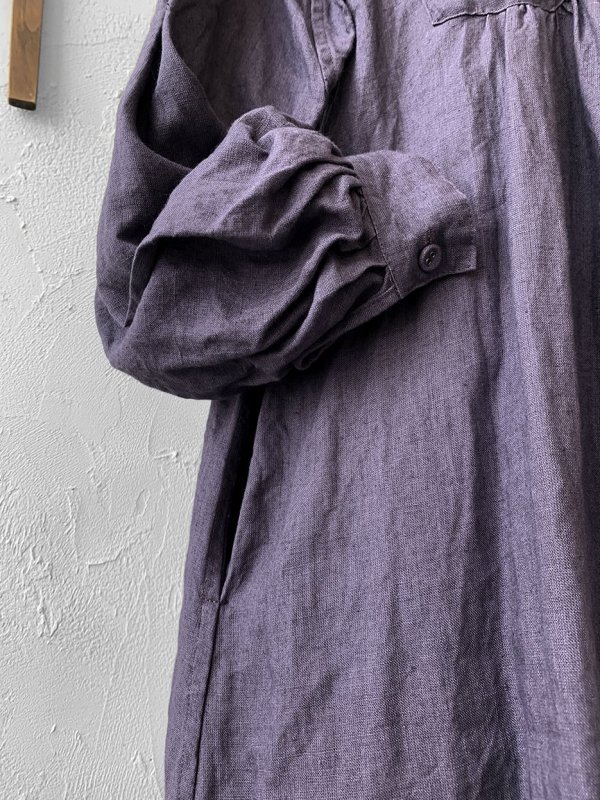 画像7: HALLELUJAH/1890's Bourgeron 羊飼いシャツワンピース・purple (7)