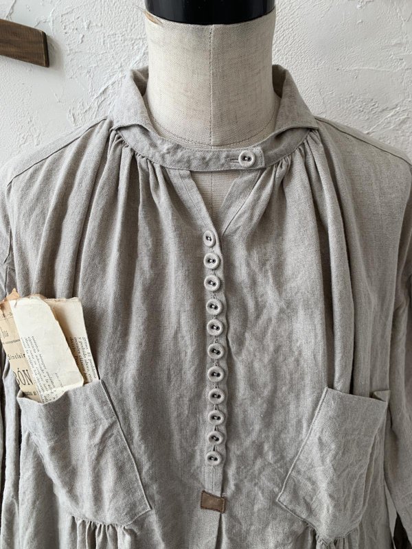 画像3: HALLELUJAH/1890's Bourgeron 羊飼いシャツワンピース・flax (3)