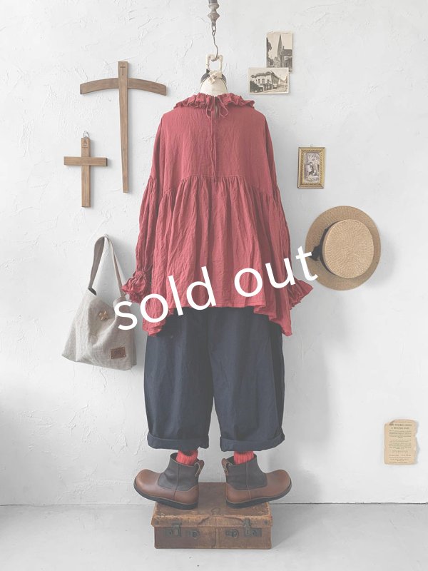 画像8: MARCHE' DE SOEUR／ラッフル襟チュニック・ファナージュダークレッド (8)