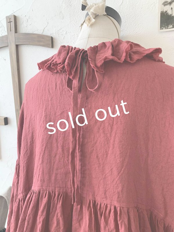 画像9: MARCHE' DE SOEUR／ラッフル襟チュニック・ファナージュダークレッド (9)