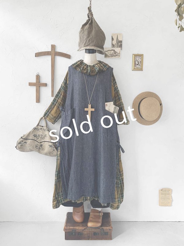 画像3: Avenue／サイドりぼんエプロンワンピース・デニム (3)