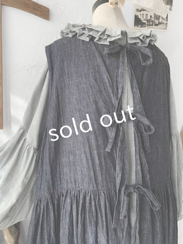 画像6: Avenue／後ろりぼんギャザーワンピース・デニム (6)