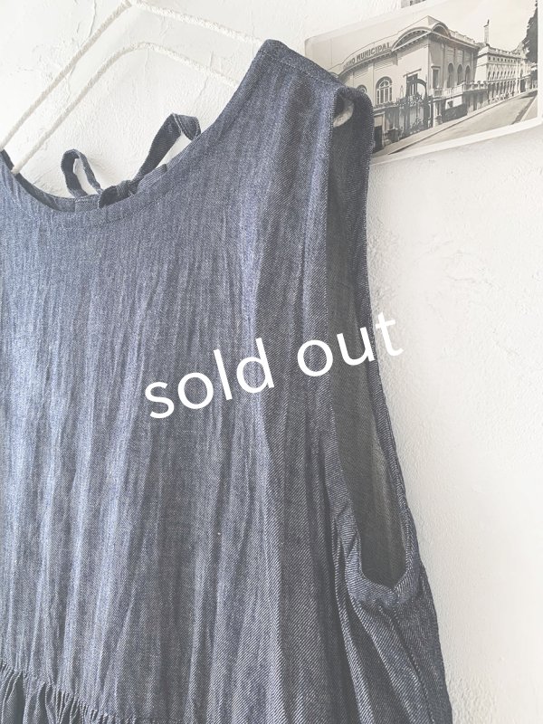 画像10: Avenue／後ろりぼんギャザーワンピース・デニム (10)