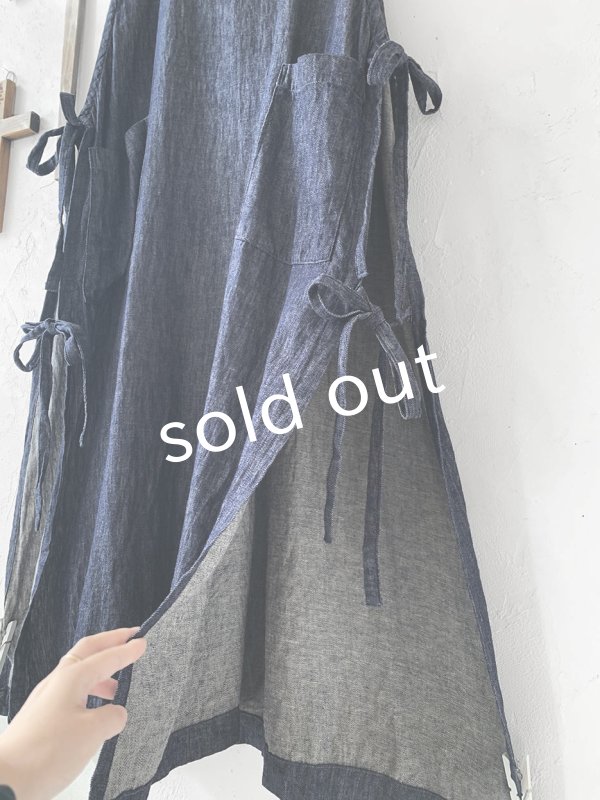 画像8: Avenue／サイドりぼんエプロンワンピース・デニム (8)