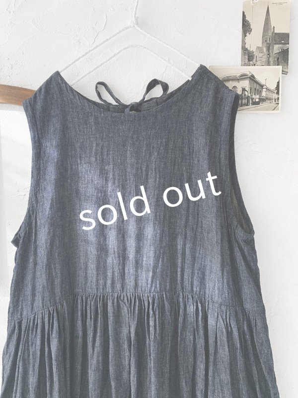 画像9: Avenue／後ろりぼんギャザーワンピース・デニム (9)