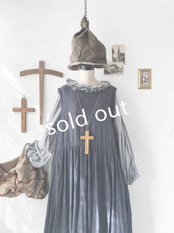 画像2: Avenue／後ろりぼんギャザーワンピース・デニム (2)