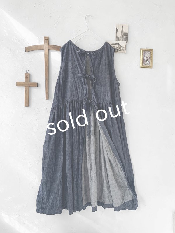 画像11: Avenue／後ろりぼんギャザーワンピース・デニム (11)