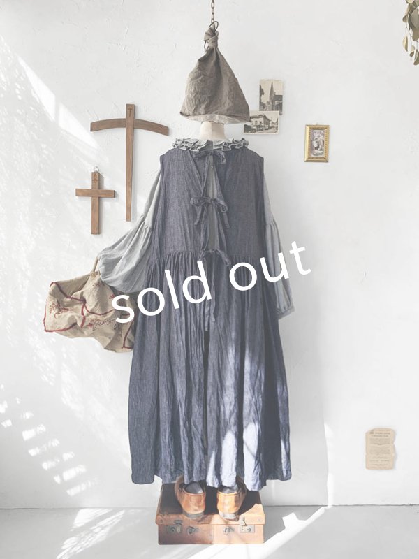 画像4: Avenue／後ろりぼんギャザーワンピース・デニム (4)