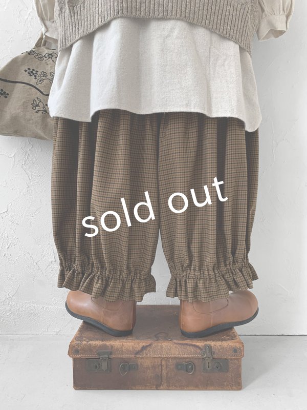 画像4: MARCHE' DE SOEUR／ブルジョンパンツ・ブラウンチェック (4)