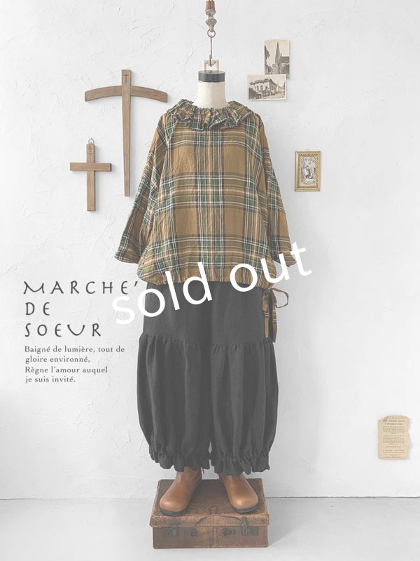 画像2: MARCHE' DE SOEUR／ラッフル襟の裾絞りプルオーバー・オータムチェック (2)