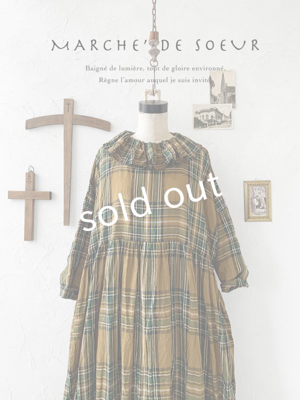 画像2: MARCHE' DE SOEUR／ラッフル襟のワンピース・オータムチェック (2)