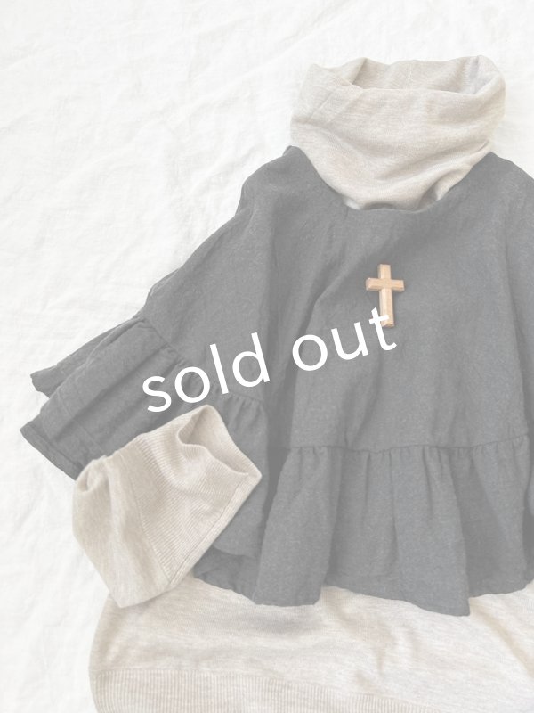 画像2: Avenue／ウールギャザーポンチョ・スミクロ (2)