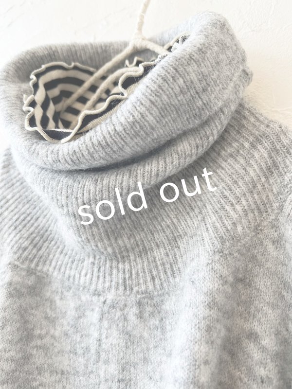 画像2: 【30%OFF】08mab/もちもちタートルニットポンチョ・グレー (2)