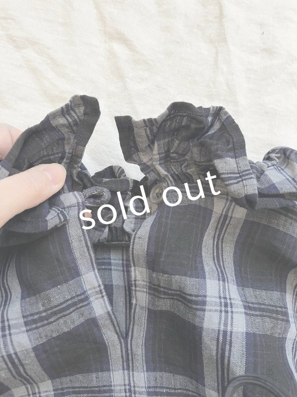 画像6: MARCHE' DE SOEUR／ラッフル襟のワンピース・ネイビーチェック (6)