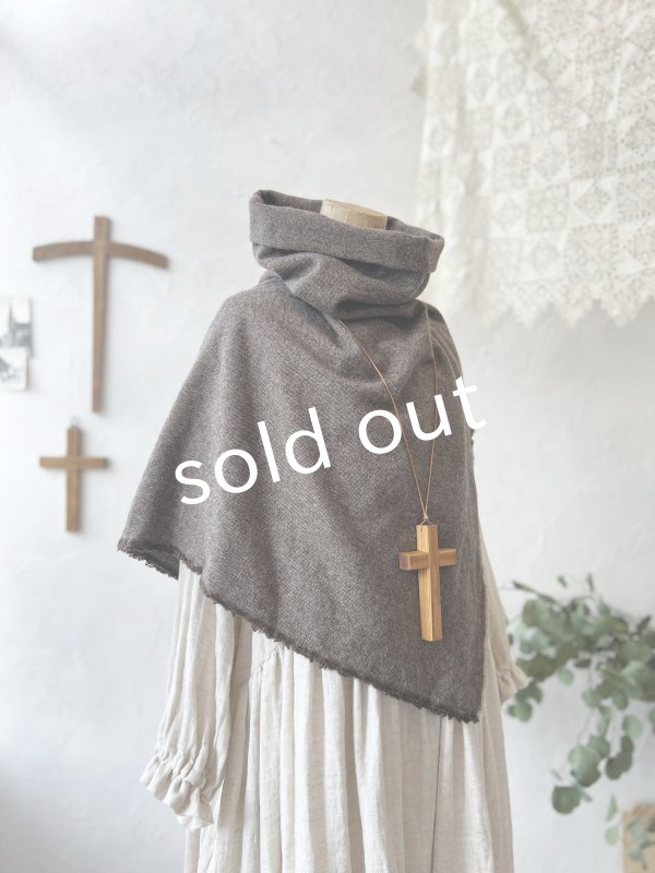 画像4: MARCHE' DE SOEUR／ウールツイードポンチョ・杢ブラウン (4)