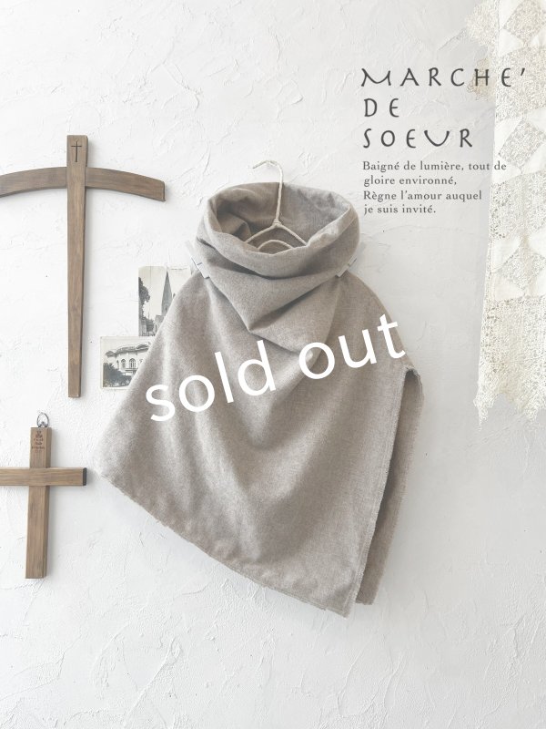 画像4: MARCHE' DE SOEUR／ウールツイードポンチョ・生成りベージュ (4)