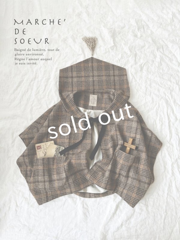 画像9: MARCHE' DE SOEUR／セーラ襟のタッセルちびコート・ブラウンチェック (9)