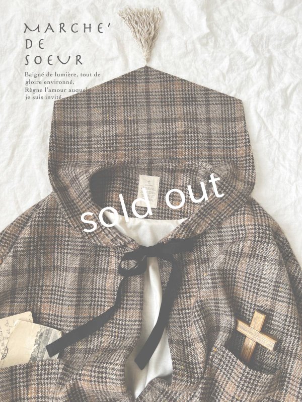 画像10: MARCHE' DE SOEUR／セーラ襟のタッセルちびコート・ブラウンチェック (10)