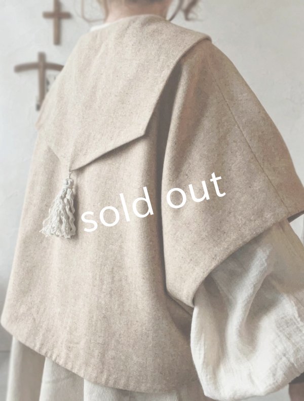 画像16: MARCHE' DE SOEUR／セーラ襟のタッセルちびコート・ダークグリーンモッサ (16)