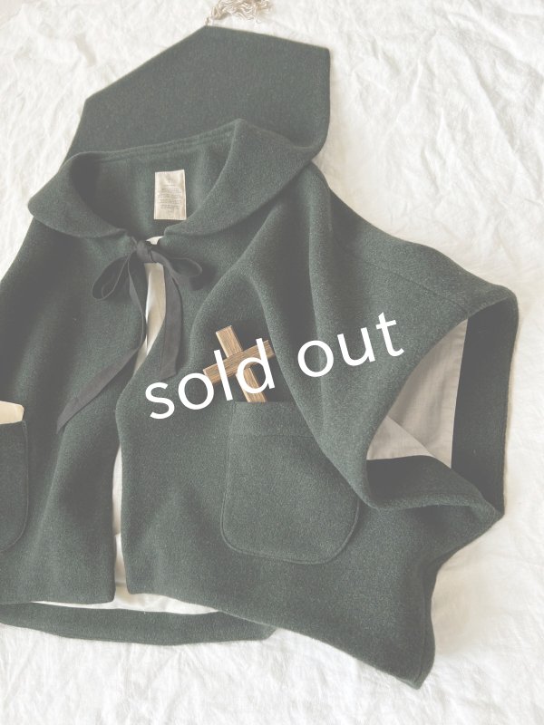 画像7: MARCHE' DE SOEUR／セーラ襟のタッセルちびコート・ダークグリーンモッサ (7)