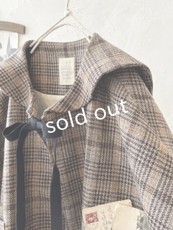 画像3: MARCHE' DE SOEUR／セーラ襟のタッセルちびコート・ブラウンチェック (3)