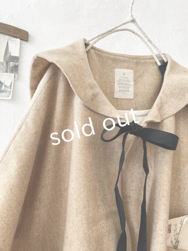 画像2: MARCHE' DE SOEUR／セーラ襟のタッセルちびコート・ベージュツイード (2)