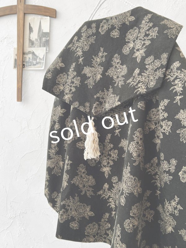 画像6: MARCHE' DE SOEUR／セーラ襟のタッセルちびコート・ボタニカルブラック (6)